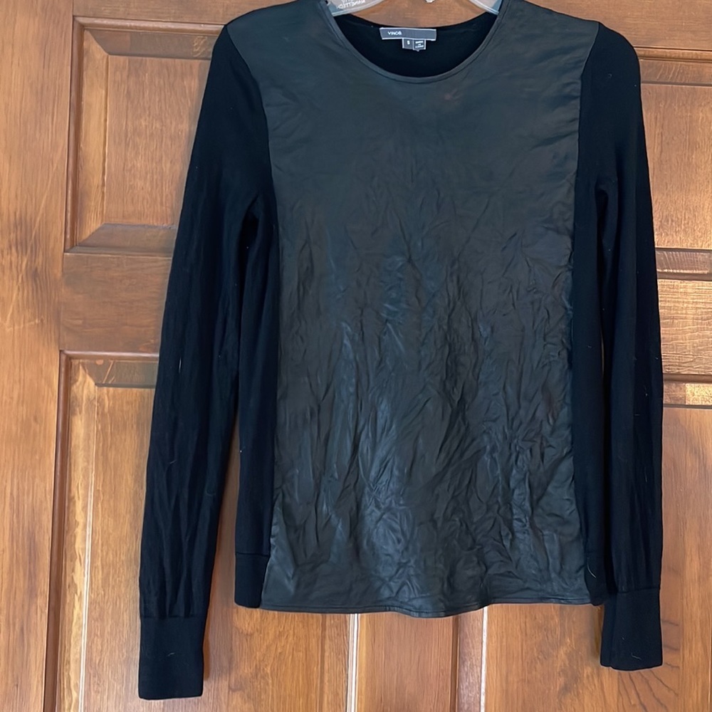 Vince leather and wool top Black Size S $395